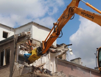 Rozbiórki budynku onkologii w Lublinie